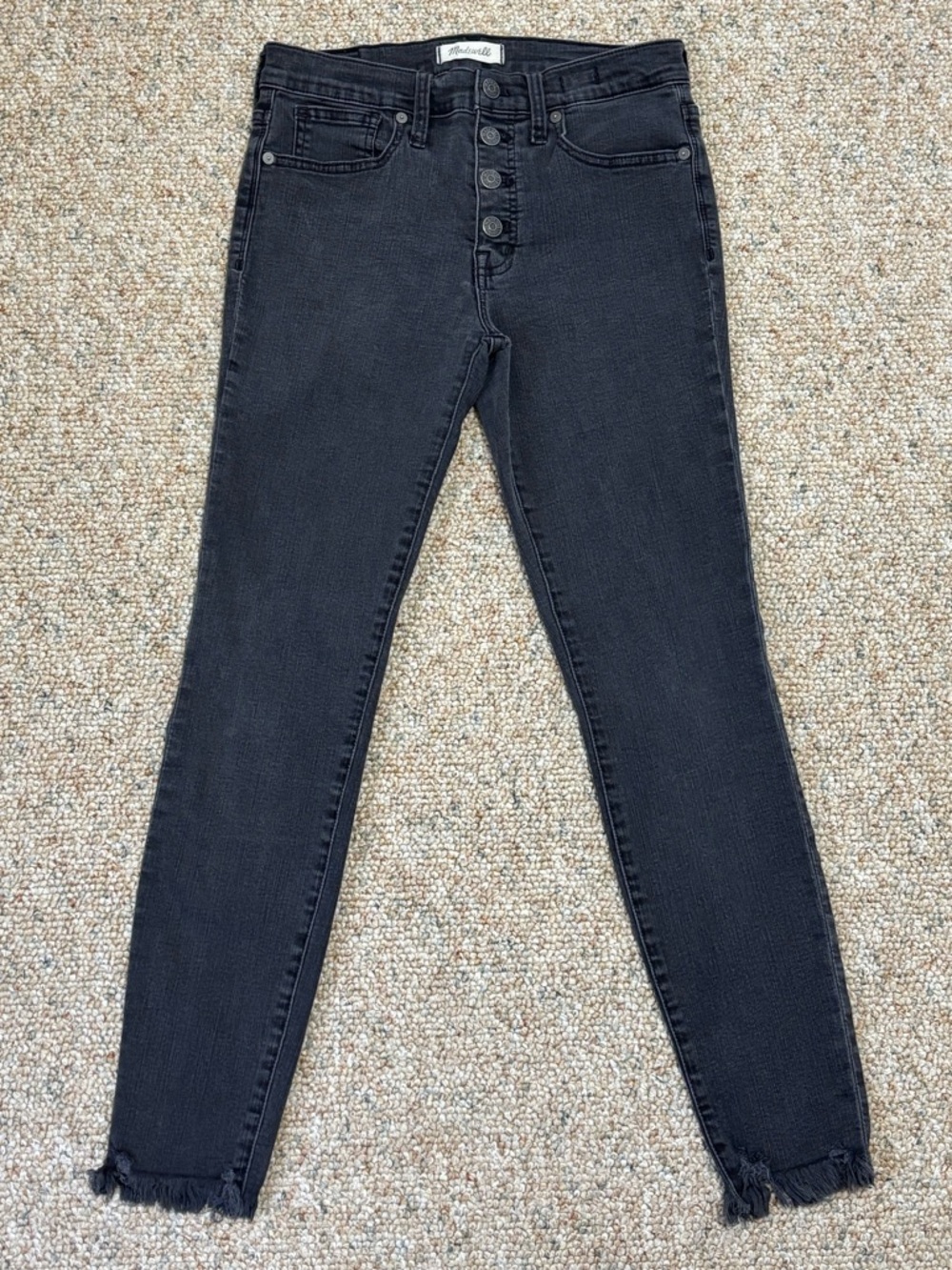Madewell Button-Fly Charcoal Wash High-Rise Skinny Jeans Size 27 Womens